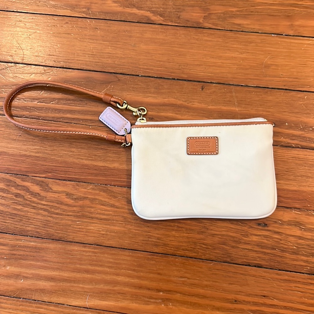 Coach white wristlet